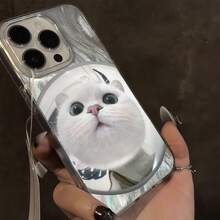 1pieza Funda para Teléfono de Gato Blanco, Carcasa Dura con Borde Suave y Brillo Lujoso, Adecuada para for  16 15 14 13 12 11 Pro Max 14 15 , funda para móvil, fundas movil - Color mezclado 1-1047 - Ver 6