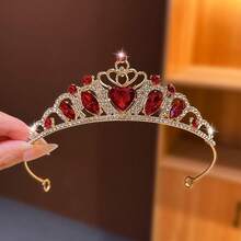 1 chiếc vương miện lớn màu vàng đồng đính pha lê đỏ, vương miện pha lê cao cấp, quà tặng sinh nhật cho bé gái, phụ kiện cài tóc công chúa. - Đỏ - Xem 8