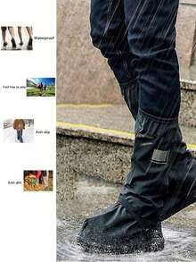 Reusable Foldable Waterproof Shoe Covers With Zipper, Anti-Slip, Reflective Stripe, Unisex Rain Gear, Black Insulation, Galentines, Puppy, Carnival
