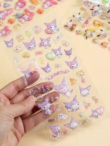 Embossed Sticker, Waterproof Cute Girl Cartoon Decor Stickers For Handbag, Water Bottle, Suitcase, Versatile Desktop Stickers (Some Styles May Have Color Variations, Randomly Sent)