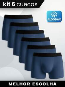 Set Of 6 Men's Boxer Briefs, Premium Cotton, Comfortable For Adults - Navy Blue - View 1