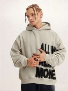 Men's Grunge Punk Pink Hoodie "ALL WE NEED IS MONEY" Letter Hoodie  Light-Colored Cropped Street Retro Hoodies Comfortable Everyday Clothing - 米色 - 查看 2
