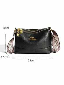 Vintage Soft Leather 3-Layer Zipper Shoulder Crossbody Bag, Simple & Versatile For Middle-Aged Women - Black - View 8