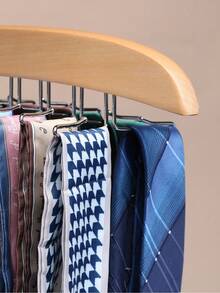 1个木制围巾领带收纳架，24个大容量节省空间可折叠金属挂钩，家用收纳架，适用于吊带背心、细肩带、泳装、胸罩、围巾、领带和腰带