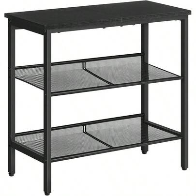 Black Side Table 3-Tier Metal Side Table Small Black Table With 2 Flat Or Slant Adjustable Shees For Small Spaces Hallway Living Room Bedroom Sturdy Easy Assembly Black BB23BZ01G1