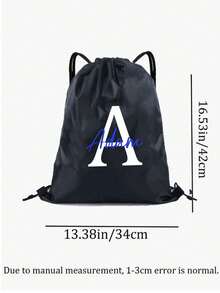 Personalized Initial & Name Drawstring Backpack, Teens' Name Printed Sports, Swimming, Fitness, After-School Club Bags, Drawstring Bag, Fitness Backpack, Drawstring Fitness Bag, Youth Backpack, Swimming Bag, Beach Bag, Suitable For Fitness, Travel, Sports, Back To School Sports Backpack - Multicolor - View 5