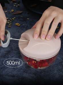 500ml Manual Meat Grinder, Multifunctional As Garlic Press, Vegetable Chopper, Food Processor, Fruit Juicer, Onion Chopper, Ideal Kitchen Tool