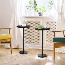 Drink Tables For Small Spaces Pedestal Side Table Set Of 2 Small Round Side Tables With Marble Base Black Pedestal Stand For Sofa Couch Chair Patio Black - Black2 - View 6