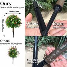 2pcs, 21" Outdoor Artificial Greenery Trees With Faux Eucalyptus & Camellia Flowers, UV-Resistant Plastic, Ground Stakes Included - Perfect For Garden, Patio, All-Season Decor, Spring & Summer, Ideal For Parties, Holidays, And Outdoor Events - Green-b - View 8