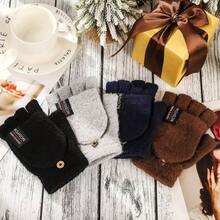 4 Pairs Fingerless Gloves with Cover Convertible Mittens Knitted Gloves Women Men - Azul marino, black, café, gris claro - Ver 4