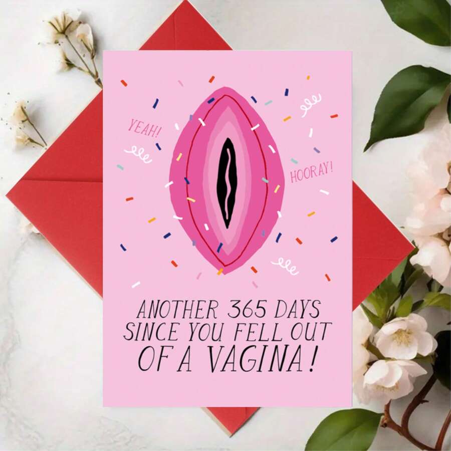 1pc Funny Creative Birthday Greeting Card, Witty Pun Text Design, Suitable For Brother, Man, Husband - Multicolor - View 1