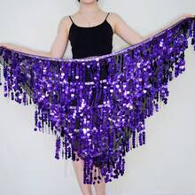 Dây đeo eo múa bụng, khăn quấn hông đính sequin tua rua, phụ kiện trang phục biểu diễn múa bụng cho nữ, trang phục dự tiệc lễ hội, đai hông. - Nhiều màu - Xem 13