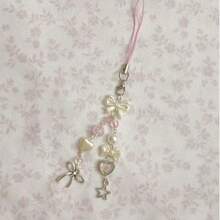 1件装创意仿珍珠蝴蝶结手机/相机挂绳，粉色，送给母亲、家人、朋友的礼物，生日、节日手机挂饰，手机链，兼容安卓及大多数智能手机，送给母亲、家人、朋友、孩子、生日、节日的礼物 - 彩色 - 查看 4