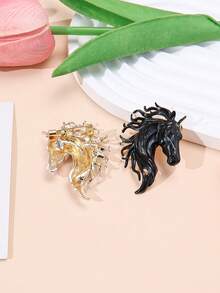 1pc New Zodiac Alloy Horse Brooch, Unique Animal Themed Fashion Accessory - Horse - View 7