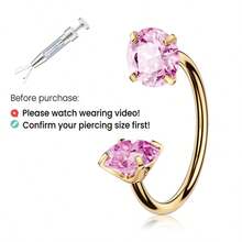 20G/18G 马蹄形鼻环（球形扣），内螺纹宝石，耳软骨穿刺饰品，附带取下工具 - 金色環+抓取具 - 查看 8