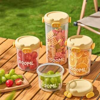 1pc Small Pig Kitchen Airtight Canister, Transparent Food Storage Container For Grains, Snacks, Dried Goods, Tea Leaves