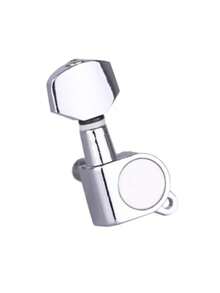 6 Clavijas de afinación en Línea para Guitarra Eléctrica Con Bloqueo - Plateado - Ver 3