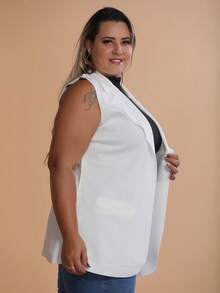 Max Women's Plus Size Laser Cut Neoprene Fabric Vest - 離開 - 查看 4