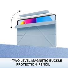 CJIAXIN Magnetic Protective Case Compatible With Ipad Pro/Air/Mini 7th-11th Gen (2018-2025), With Auto Sleep/Wake, Tri-Fold Design, Y-Shaped Stand, Compatible With 9.7/10.2/10.5/10.9/11-Inch Tablets, Smart Accessory For Tablet Protection - Blue and White - View 3