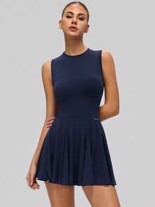 MASKERT Fashionable Women's Dresses, Sportswear, Gym Wear, Yoga Garments, Tennis Shirts, High Elasticity, Skin-Friendly, Comfortable, Breathable, Home & Casual Wear - 藏蓝色 - 查看 6