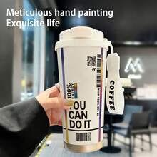 1 قطعة، كوب سعة 530 مل، هناك العديد من الأنماط المختلفة للاختيار من بينها، أنيق وشخصي، له مقبض حبل للحمل، مناسب للمنزل والمكتب والسفر اليومي. محمول ويمكن أن يحتوي على المشروبات الساخنة والباردة. - متعدد الألوان - مشاهدة 4