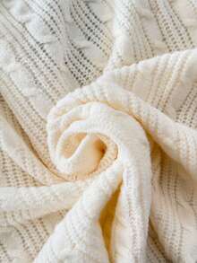 Pumpkin Minimalist Daily V-Neck Cable Knit Sweater, Sweet Collegiate Style, Spring Valentine's Day Party Pullover, Women - Beige - View 6