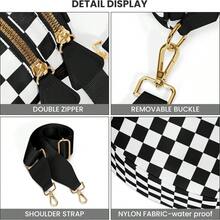 Checkered Crossbody Bag,Nylon Bum Bags For Women Crossbody,Spacious Sling Bag Purse Fanny Packs With Shoulder Strap - màu đen - Xem 4