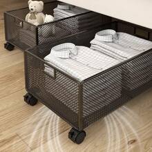 1 pieza Caja de almacenamiento plana con ruedas, adecuada para almacenamiento debajo de la cama; 1 pieza Estantería de almacenamiento de ropa tipo cajón para el hogar - Multicolor - Ver 5