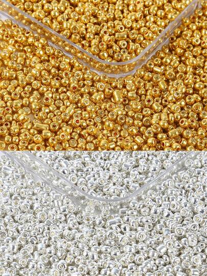 2/3/4毫米金色银色玻璃米珠，散珠隔珠，适用于珠宝制作、DIY手链、项链、耳环等工艺配件