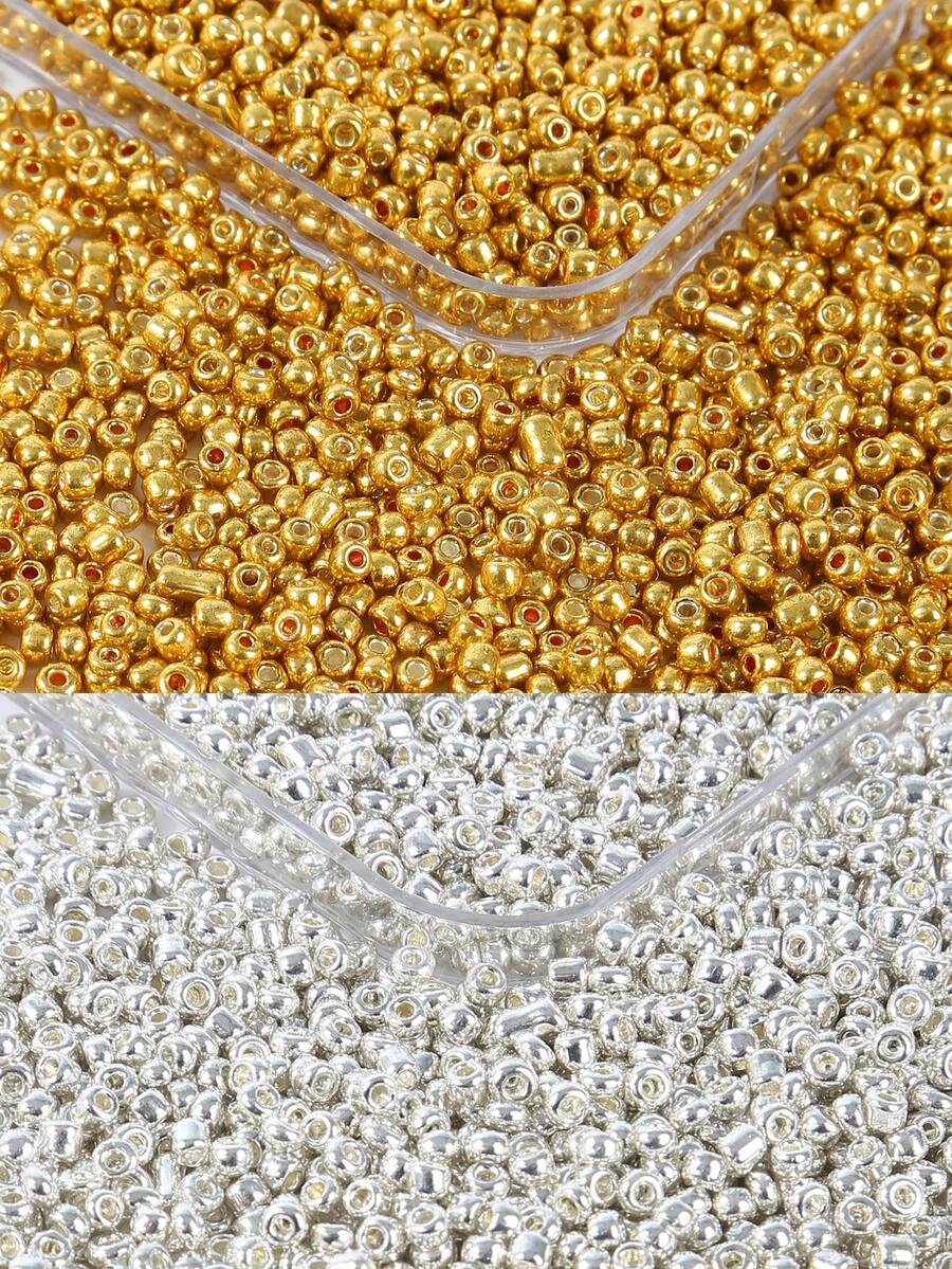 2/3/4mm Golden Silvery Glass Seed Beads, Loose Spacer Seed Beads For Jewelry Making, DIY Bracelets Necklaces Earrings Craft Accessories - Glass Seed Beads - View 1
