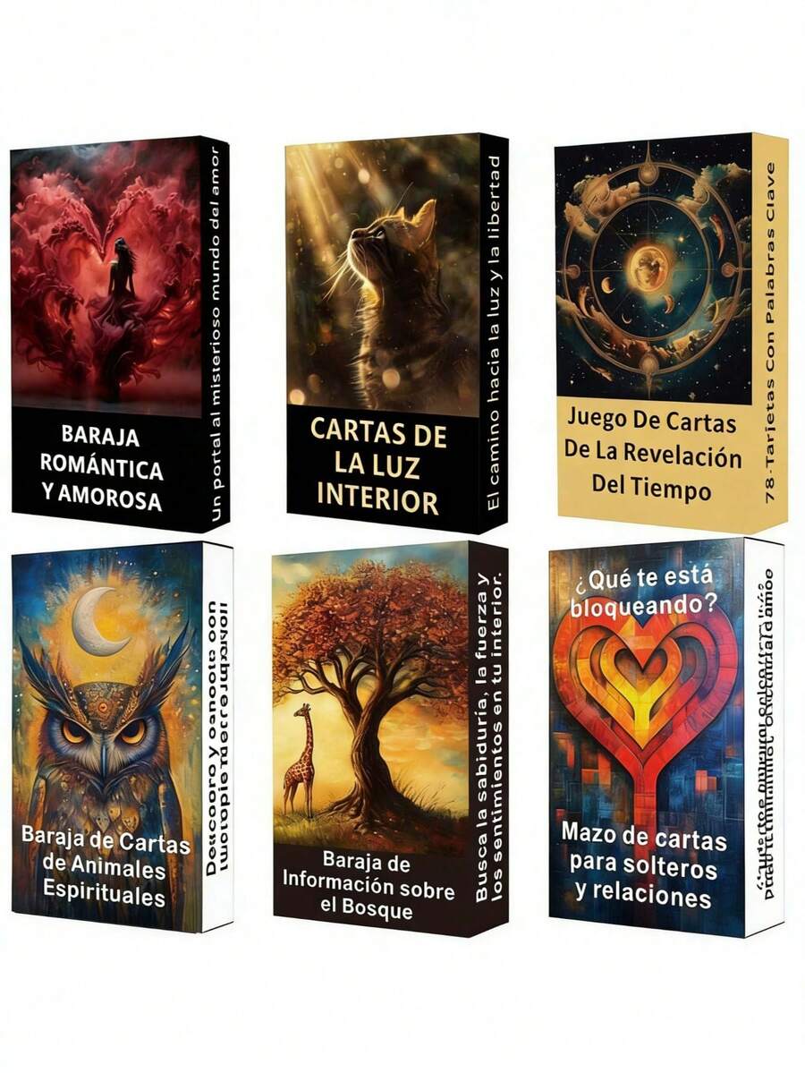 Cartas del Oráculo Español, Cartas del Tarot de Animales Español, Cartas del Oráculo del Espíritu Animal Español, Cartas del Mensaje Animal, Juguetes de Adivinación, Incluye una Guía para Principiantes, Juego de Adivinación Portátil, Cartas de Adivinación, Regalo de Juego - Multicolor - Ver 1