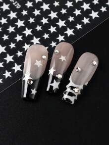 6 Farben 3D Metallic Sterne Nail Art Sticker Chrom-Effekt Fünfzackige Sterne Klebende Charms für Nägel Y2K Spiegel Nageldesign DIY Sterne Maniküre Dekoration - Verschiedenfarbig - Übersicht 5