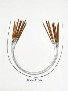 80cm Stainless Steel Circular Knitting Needles, Knitting Tools, Carbonized Bamboo Steel Circular Needles In 3.0mm, 3.5mm, 4.0mm, 4.5mm, 5.0mm, 5.5mm, 6.0mm, 6.5mm, 7.0mm - Brown - View 3