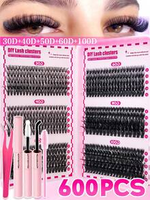 1837PCS Individual Lash Clusters Large Capacity , D Curl Lash Clusters Multiple Styles Mixed 10-16mm DIY Lash Clusters Natural Look&Extra Thick&Wispy&Ultra Soft&Super Light Reusable Individual Segmented False Eyelashes Eyelash Extension Kit Suitable For Travel - Nhiều màu - Xem 13