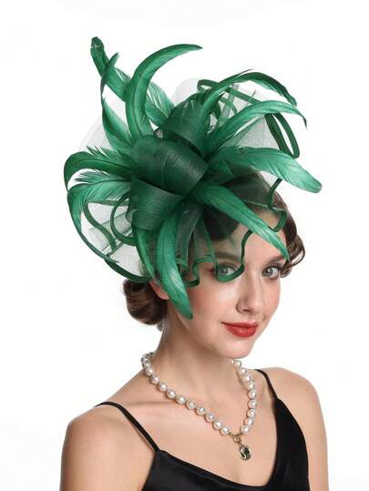 1pc Vintage Photo Prop Headband Hat Veil Flower Artificial Feather Kentucky Derby Fascinator, Wedding Tea Party Headpiece, Back To School Accessory For Women