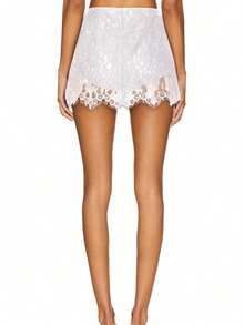 Women's Pettipants Bloomers For Under Dress Lace Trim Slip Skirt Shorts Y2K Going Out Culottes - trắng - Xem 5