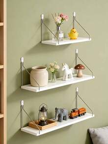 1pc/3pcs 12in/16in/20in White Minimalist Wall Mounted Storage Rack, Metal Bracket Wall Shelf, Nordic Style Decor & Storage Rack, Multipurpose For Home, Living Room, Office Bathroom Accessories - White - View 7