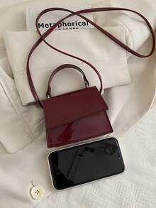 Fashionable Mini Handbag, Women's Chic Versatile Glossy Small Square Shoulder Bag