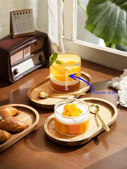 1 كوب زجاجي مخصص بشعار، كوب حليب، كوب موس منزلي، كوب بودنج وزبادي من الزجاج البورسيليكاتي الشفاف