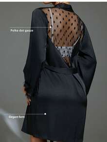 رداء حرير ناعم بلون أحادي أنيق بربطة الخصر، مناسب للعرائس وصبايا العروس والاستخدام المنزلي، رداء قصير للموسم الزفاف، قميص نوم وملابس نوم من الحرير الناعم، بيجامة نسائية من الشيفون المنقط والشبك، هدية عيد الحب وهدية رأس السنة الجديدة