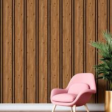 Adhesive Wallpaper With Rustic Wood Ribbed Pattern, Natural Oak, Thick Strips - Multicolored 5 - View 10
