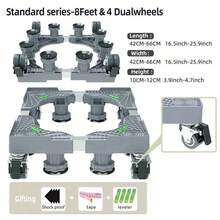Jianxun Adjustable Mini Fridge Stand, With 4 Dual-Lock Casters And 8 Heavy-Duty Feet, Universal Base Stand For Washing Machine, Dryer, Household Appliances, Multi-Functional Mobile Base With Wheels, Outdoor Decor - Grey - View 17