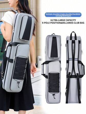 Estuche portátil para taco de billar de 4x5: Bolsa suave para taco de billar que sostiene 4 culatas + 5 varas, bolsillos frontales grandes para accesorios y correa ajustable para el hombro para un transporte fácil