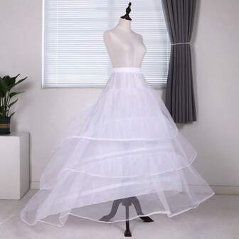 Women's Petticoat, Bridal Wedding Dress Underskirt, 2 Steel Hoops 3 Tulle Layers, Suitable For Wedding, Banquet, Performance, Party