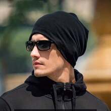 1顶男士针织帽，轻便防风，纯色嘻哈风格帽子。 - 彩色 - 查看 3