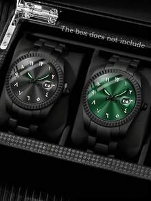 2pcs/Set New Men's Business Casual Round Quartz Watch, Multi-Function Couple Watch Set, Gift For Valentine's Day, New Year, Birthday, Christmas, For Friends And Family