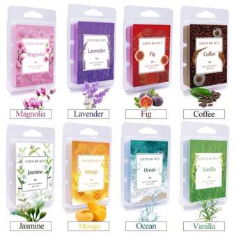 天然大豆蜡块，适用于蜡烛加热器 - 香草薰衣草木兰香氛蜡烛，手工植物蜡块，散发温暖光芒，是圣诞节、情人节和其他节日的完美之选。