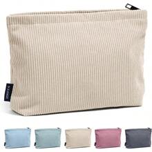 MAANGE Cosmetiquera para Maquillaje de Pana Bolsa para Maquillaje Pequeña Bolsa de Maquillaje de Viaje Bolsa de Cosméticos Portátil para Mujer BEIGE - Beis - Ver 1