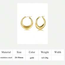 MDFUN 14K Gold Plated 316L Stainless Steel Thick Hoop Earrings, Lightweight Yet Substantial Gold Tone Earrings, For Women - Gold - View 12