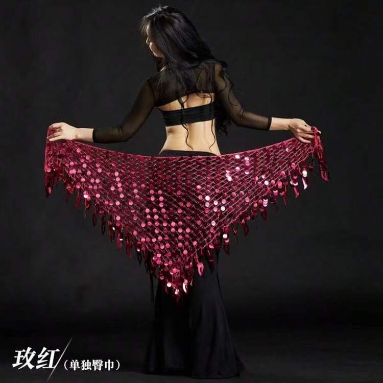 1 chiếc đai tập nhảy dành cho nữ, đai eo đính sequin hình đồng xu, khăn choàng tam giác lưới móc đính sequin kiểu Argentina, khăn quấn hông khi múa bụng, nhiều màu, một cỡ - Nhiều màu - Xem 20